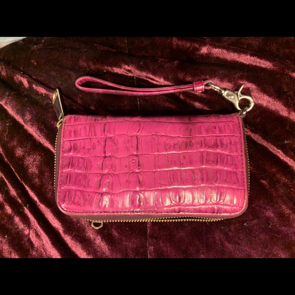 Burgundy Brahmin wristlet used